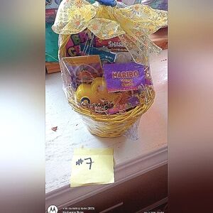 Yellow Easter Gift Basket with Treats